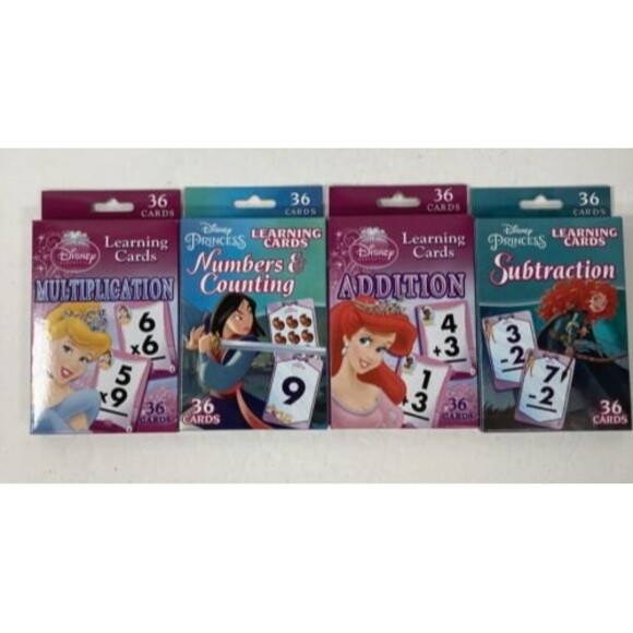 Disney Princess Learning Flash Cards 4 Pk PLUS 2 Disney Learning Skill Books NEW - Picture 2 of 7